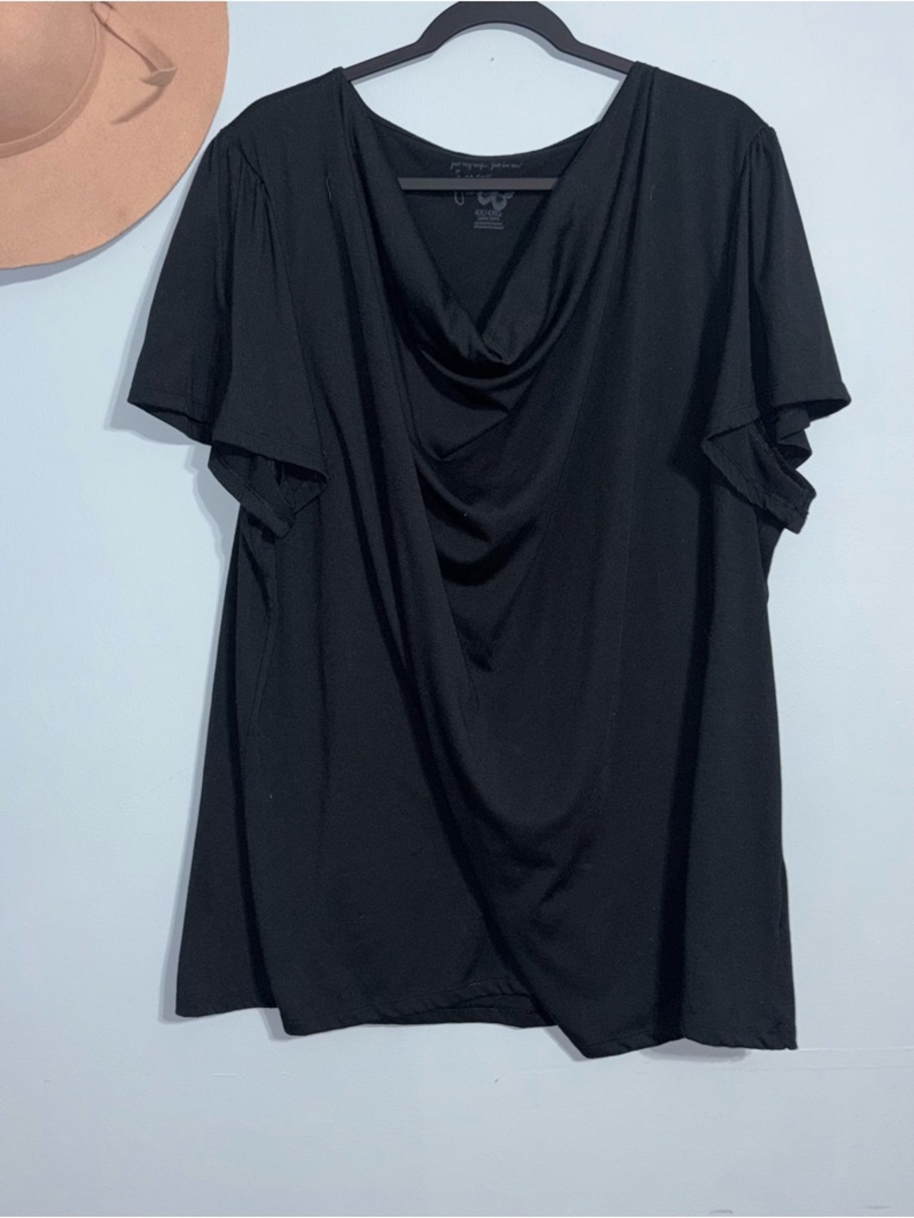 4x JMS Black Draped V-Neck Women's casual Top elevated t shirt